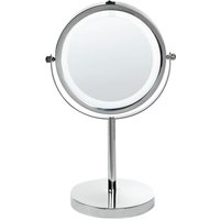 Beliani - Kosmetikspiegel Silber dia. 20 cm Metall mit led Beleuchtung Vergrößerung Rund Glamour Modern für Badezimmer für Schminktisch von BELIANI