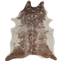 Beliani - Kunstfell Teppich Braun Beige mit Goldenen Akzenten 130 x 170 cm Webpelz Kuh Fellform Pelzimitat Bettvorleger Überwurf für Sofa Sessel von BELIANI