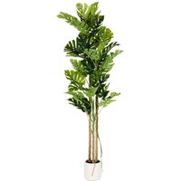 Beliani - Kunstpflanze Grün und Schwarz Kunststoff 221 cm Monstera Badezimmer Wohnzimmer Schlafzimmer Indoor Deko Künstliche Pflanze Zmmerpflanze im von BELIANI