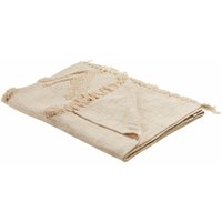 Kuscheldecke Beige Baumwolle 130 x 180 cm Handgefertigt mit Muster Orientalisch Fransen für Bett Sofa Couch Sessel Schlafzimmer Wohnzimmer Flur von BELIANI