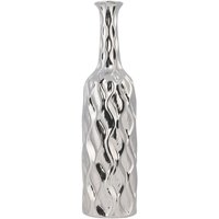 Dekovase Silber 12 x 45 cm Steinzeug Flaschenform Unregelmäßige Form Elegant Modern - Silber von BELIANI