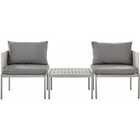 Beliani - Lounge-Set Hellgrau Aluminium Modular 3-teilig Stapelbar 2-Sitzer mit Couchtisch und Auflagen Modern Terrasse Garten Outdoor Möbel von BELIANI