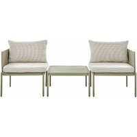 Lounge-Set Olivgrün Aluminium Modular 3-teilig Stapelbar 2-Sitzer mit Couchtisch und Auflagen Modern Terrasse Garten Outdoor Möbel Ausstattung - Grün von BELIANI