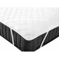 Matratzentopper Weiß Japara Baumwolle und Mikrofaser 140 x 200 cm mit Gummizug an den Ecken Versteppt Matratzenschutz Auflage für Doppelbett von BELIANI