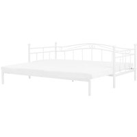 Metallbett Weiß 80 x 200 cm Ausziehbar Mit Lattenrost Metall Verzierungen Ausziehfunktion Romantisch Klassisch von BELIANI
