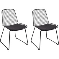 Beliani - Metallstuhl 2er Set Schwarz aus Stahl mit Kunstleder Sitz Glamour Stil Modern für Küche Esszimmer Essbereich von BELIANI