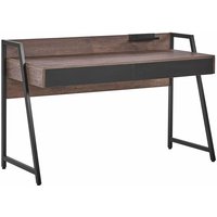 Beliani - Schreibtisch dunkler Holzfarbton Spanplatte/Metall 100x50 cm 2 Schublade Büro Kinderzimmner Schule - Schwarz von BELIANI