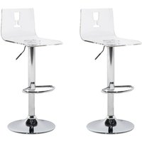 Beliani - Trendy Barhocker 2er Set Transparent/Weiß Metall Höhenverstellbar Modern von BELIANI