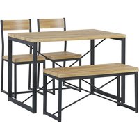 Essgruppe Set Tisch 2 Stühle 1 Sitzbank Braun und Schwarz 110 x 70 cm Esszimmer Wohnzimmer Modern Country Landhausstil von BELIANI
