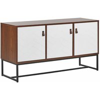 Beliani - Moderne Kommode Dunkler Holzfarbton / Weiß 3 Türen mdf- Platte Metall für Schlafzimmer für Wohnzimmer - Schwarz von BELIANI