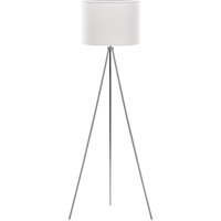 Stehlampe Silber und Weiß Metall 148 cm runder Stoffschirm dreibeiniges Stativ langes Kabel mit Schalter Minimalistisches Design - Weiß von BELIANI