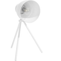 Beliani - Tischlampe Weiß Metall 43 cm Scheinwerfer-Look verstallbarer Schirm Dreibeinig langes Kabel mit Schalter Retro Design - Weiß von BELIANI
