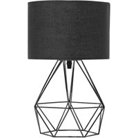 Tischlampe Schwarz Metall 35 cm Stoffschirm Lampenfuß Diamantform Kabel mit Schalter Modernes Design - Schwarz von BELIANI