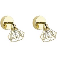 Wandleuchte Gold Metall 2er Set verstallbar Diamant Form Industrie Look Moderne Wandlampe von BELIANI