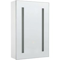 Bad Spiegelschrank Weiß Sperrholzplatte 1 türig 40 x 60 cm mit LED-Licht Fächern Wandeinbau Modern Trendy Badezimmer Möbel - Silber von BELIANI
