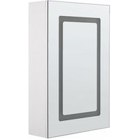 Bad Spiegelschrank Weiß Sperrholzplatte 1 türig 40 x 60 cm mit LED-Licht und Fächern Wandeinbau Modern Trendy Badezimmer Möbel - Silber von BELIANI