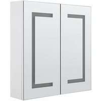 Bad Spiegelschrank Weiß Sperrholzplatte 2 türig 60 x 60 cm mit LED-Licht Fächern Wandeinbau Modern Trendy Badezimmer Möbel - Silber von BELIANI