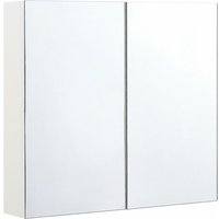 Bad Spiegelschrank Weiß Sperrplatte 1 türig 80 x 70 cm mit Fächern Wandeinbau Modern Trendy Badezimmer Möbel - Silber von BELIANI