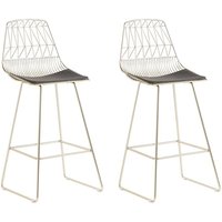 Beliani - Moderner Barstuhl 2er Set mit Kissen Gold Rückenlehne 115 cm Industriell von BELIANI