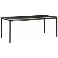 Esstisch Schwarz Stahlgestell 140/190x90 cm ausziehbar für 6 Personen mit MDF-Platte in Holzoptik rechteckig Wohn-Küche Esszimmer Wohnzimmer - Schwarz von BELIANI