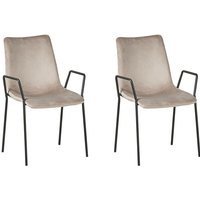 Stuhl 2er Set Braun Samtstoff mit hoher Rückenlehne Metallgestell Modernes Design für Ess-, Wohn- und Arbeitszimmer - Schwarz von BELIANI