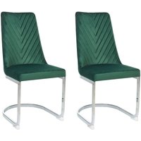 Freischwinger Stuhl 2er Set Grün Samtstoff mit hoher Rückenlehne Metallgestell Modernes Design für Ess-, Wohn- und Arbeitszimmer von BELIANI