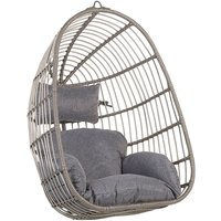 Beliani - Hängesessel Grau Rattan inkl. Kissen Outdoor Indoor Boho Stil - Grau von BELIANI