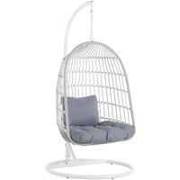 Hängesessel mit Metallgestell Weiß Flechtseil inklusive 2 Kissen in Grau Hängestuhl Korb Wohnzimmer Terrasse Balkon Modernes Design Hängesessel mit Metallgestell Weiß Flechtseil inklusive 2 Kissen in Grau Hängestuhl Korb Wohnzimmer Terrasse Balkon Modernes Design von BELIANI