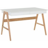 Beliani - Schreibtisch Weiß mit Braun 120 x 70 cm 2 Schubladen Modernes Design - Heller Holzfarbton von BELIANI