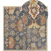 Teppich Mehrfarbig Wolle 200 x 200 cm Kurzflor Orientalisches Muster Rechteckig Wohnzimmer Schlafzimmer Flur - Grau von BELIANI