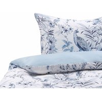 Bettwäsche Set Weiß / Blau aus Baumwolle 135 x 200 cm Kopfkissenbezug Deckenbezug Praktisch Schlafzimmereinrichtung Modernes Design - Grau von BELIANI