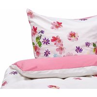 Beliani - Bettwäsche Set Weiß / Rosa aus Baumwolle 155 x 220 cm Kopfkissenbezug Deckenbezug Praktisch Schlafzimmereinrichtung Modernes Design - Lila von BELIANI