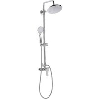 Duschsystem glänzendes Silber verchromt mit Kopfbrause und Handbrause Regendusche Edelstahl Wandmontage Elegant Trendig Modernes Design von BELIANI