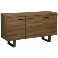 Sideboard Dunkler Holzfarbton mdf Platte Metall 79 x 140 x 42 cm Modern Industrieller Stil Viel Stauraum Stabiles Gestell Wohnzimmer - Grau von BELIANI