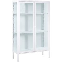 Beliani - Büroschrank weiß aus Stahl 90 x 35 x 150 cm, 2 Türen, Glasfront und -seiten, Vitrine - Weiß von BELIANI