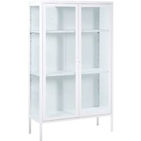 Büroschrank weiß aus Stahl 90 x 35 x 150 cm, 2 Türen, Glasfront und -seiten, Vitrine - Weiß von BELIANI
