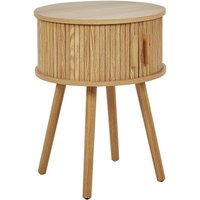 Beliani - Nachttisch Heller Holzfarbton aus mdf mit Schiebetüren Rund Beine aus Kiefernholz Nachtschrank für Schlafzimmer Beliani - Nachttisch Heller Holzfarbton aus mdf mit Schiebetüren Rund Beine aus Kiefernholz Nachtschrank für Schlafzimmer von BELIANI