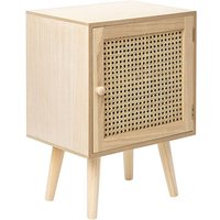 Beliani - Nachttisch Helles Paulownia Holz aus Rattan Schranktür mit 2 Fächern für Schlafzimmer Boho Modern Natur Rustikal von BELIANI