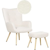 Ohrensessel mit Hocker Cremeweiß Stoffbezug Bouclé Gesteppt Teddy-Optik Metallbeine Wohnzimmer Schlafzimmer Sessel Polstersessel Armsessel Ohrensessel mit Hocker Cremeweiß Stoffbezug Bouclé Gesteppt Teddy-Optik Metallbeine Wohnzimmer Schlafzimmer Sessel Polstersessel Armsessel von BELIANI