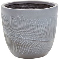 Beliani - Blumentopf Grau Ton und Glasfaser Rund 28 x 28 x 16 cm mit Palmen Muster Anik-Optik Modern Outdoor Garten Indoor Außenbereich Innenbereich von BELIANI