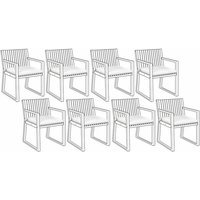 Beliani - Sitzkissen für Gartenstuhl 8er Set Cremeweiß Stoffbezug mit Reißverschluss Bindebändern 46 x 46 cm Modern Outdoor Stuhlkissen Stuhlpolster von BELIANI