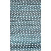 Beliani - Outdoorteppich Blau Zickzackmuster 120 x 180 cm Garten Balkon Terrasse Wintergarten - Weiß von BELIANI