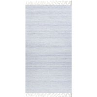 Beliani - Outdoor Teppich Hellblau Kunststoff 80 x 150 cm Rechteckig Läufer mit Fransen Handgewebt Farbverlauf Boho Fußbodenheizug Geeignet Garten von BELIANI