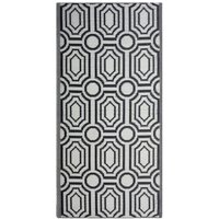 Outdoor Teppich Schwarz Weiß Polypropylen 90 x 180 cm Modern Jacquardgewebt Rechteckig - Weiß von BELIANI