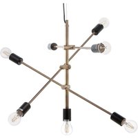 Beliani - Hängeleuchte Messing und Schwarz Metall 7-flammig Glühbirnen-Optik verstellbare Arme Industrie Look für Esstisch Wohnzimmer Flur Wohnküche Beliani - Hängeleuchte Messing und Schwarz Metall 7-flammig Glühbirnen-Optik verstellbare Arme Industrie Look für Esstisch Wohnzimmer Flur Wohnküche von BELIANI