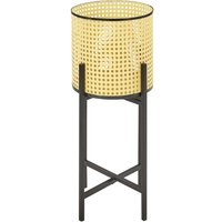 Blumentopfständer Beige u. Schwarz Metall 60 cm Hoch Rund ⌀ 25 cm auf Beinen mit Topf Lochmuster Modern Blumenständer Innen- und Außenbereich von BELIANI