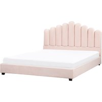Polsterbett Pastellrosa Samt mit Lattenrost 180 x 200 cm Hohes Muschel-Kopfteil Glamourös Muschelbett Doppelbett Schlafzimmer Polsterbett Pastellrosa Samt mit Lattenrost 180 x 200 cm Hohes Muschel-Kopfteil Glamourös Muschelbett Doppelbett Schlafzimmer von BELIANI