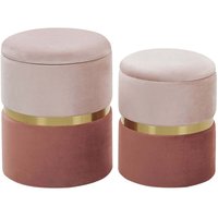 Beliani - Pouf 2er Set Rosa aus Samtstoff mit Stauraum und mit goldener Note runde Form Wohnzimmer Schlafzimmer Flur Modern von BELIANI