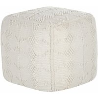 Beliani - Pouf Weiß aus Baumwolle 40 x 40 x 40 cm Quadratisch mit Muster Boho Sitzkissen Bodenkissen für Wohnzimmer Kinderzimmer Flur - Weiß von BELIANI