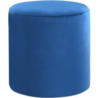 Pouf Dunkelblau Samt ⌀ 47 cm Rund Modern Glamourös Luxuriös Sitzhocker Ottoman Samthocker Fußhocker Schemel für Wohnzimmer Schlafzimmer von BELIANI